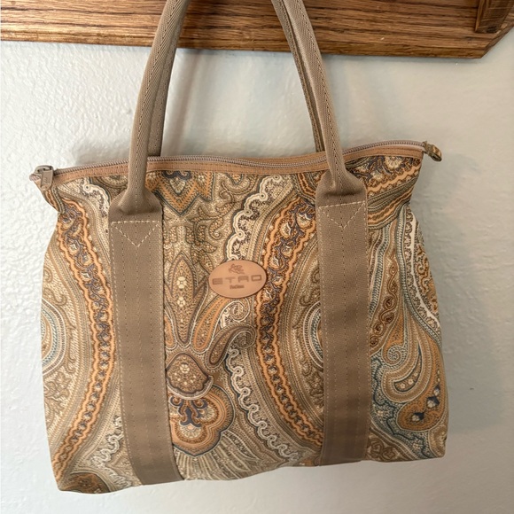 Etro Beige and Brown Paisley Tote Bag - Picture 1 of 3
